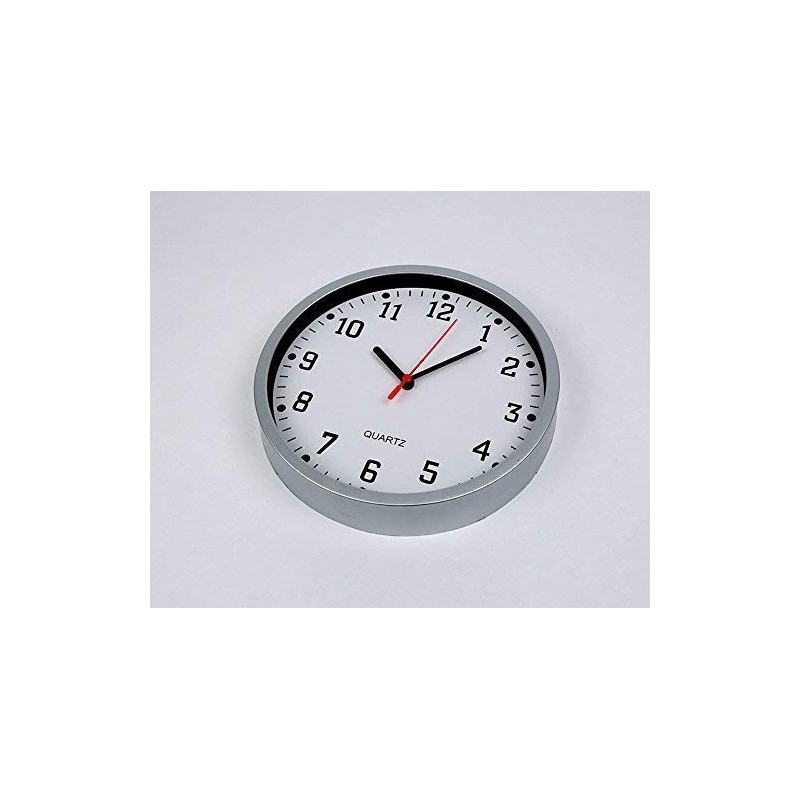 Large Round Wall Clock with Silver Frame, EASY READABLE BIG