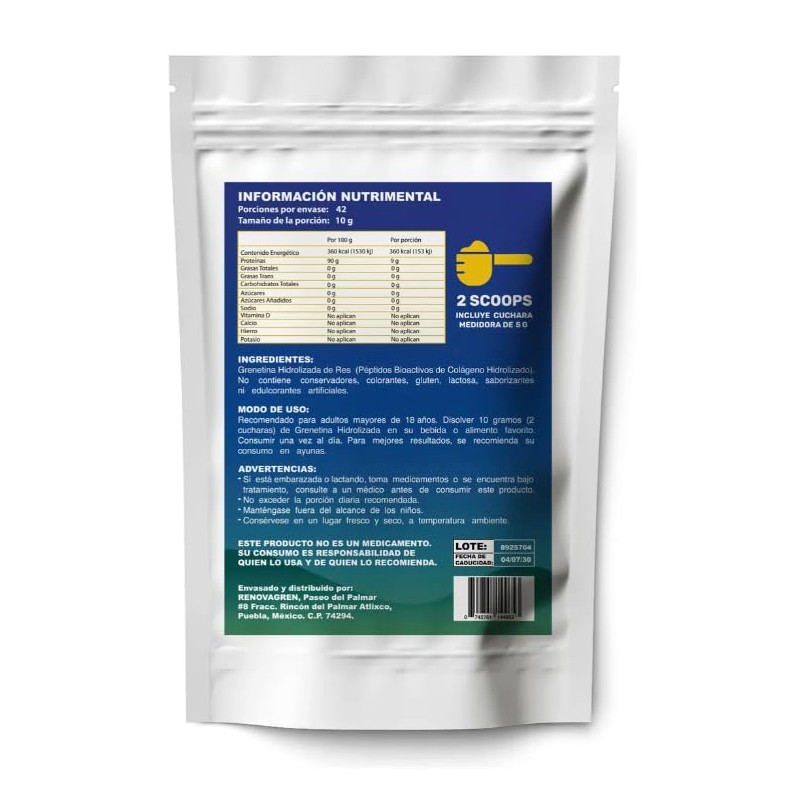 Grenetina Hidrolizada de Res Grass Fed 420g | 95% Biodisponibilidad