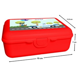 CreaDesign, Children's Lunch Box, Lunch Box, Red with Compartments, Ideal for Nursery, Nursery and School, Police, 13.9 x 19 x 7 cm, Volume 1 Litre