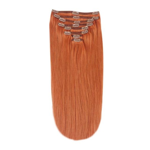 cliphair Full Head Remy Clip in Human Hair Extensions - Flaming Ginger (#350), 20" (130g)