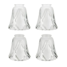 Aspen Creative 23124-4 Transitional Frosted & Clear Ceiling Fan Shade, 2-1/8" Fitter, 5" Diameter x 5-1/4" Height, 4 Pack Replacement Glass