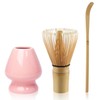 Matcha Tea Set Bamboo Matcha Whisk, Ceramic Whisk Holder, Tea