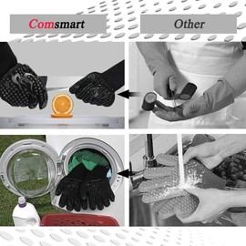 BBQ Gloves, 1472°F Heat Resistant Grilling Gloves Silicone Non-Slip Oven Gloves Long Kitchen Gloves for Barbecue, Cooking, Baking, Cutting