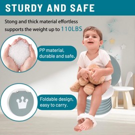 SunnySmile portable, foldable potty seat for toddler, Training Toilet Seat Emergency Toilet for Car, Camping, Outdoor, indoor (grey, small)