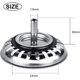 unifun Sink Strainer Basket, Drain Filter with Spigot for Eccentric Diameter 79 mm, Stainless Steel, Silver, Polished, Removable, Modern, Basic