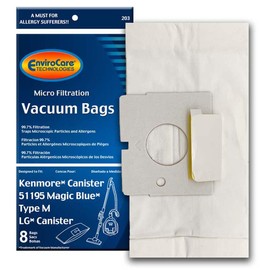Kenmore Canister Style 51195 Magic Blue Vacuum Cleaner Bags, EnviroCare Replacement Brand, designed to fit Kenmore Magic Blue Canister Vacuum Cleaners, 99.7 Microfiltration, 8 bags in pack