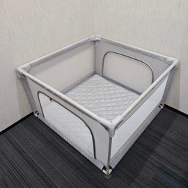 Baby Playpen, 45x45 Small Play Pens for Toddlers & Kids, Baby Fence Infants Playards with Mat, Zipper Gates, Indoor & Outdoor, Soft Breathable Mesh, Anti-Fall Safe Portable Grey