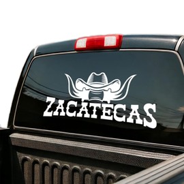 Zacatecas Sticker Decals for Cars and Trucks | Calcomanías de Zacatecas para Carros | Vinyl Mexico Decal Stickers, Mexican State Cowboy Hat and Horns – Western Style Vinyl for Trucks Diseño de Sombrero Vaquero y Cuernos (Zacatecas, 6" Tall)