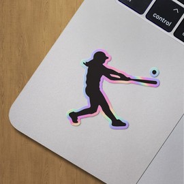 Holographic Decal Stickers of Softball Batter Girl Premium Waterproof Vinyl Decal Stickers for Laptop Phone Accessory Helmet Car Window Mug Tuber Cup Door Wall Decoration ANDVER3072932HO
