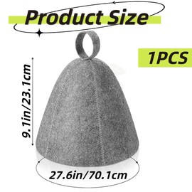 1 Pcs Sauna Hats, Unisex Felted Sauna Cap, for Steam Room Vaporarium Hat Sauna Accessories Steam Bath Hat for Women and Men(Grey, M)