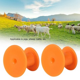 Beufee Livestock Ear Tags, 100PCS Cattle Ear Tags Sheep Ear Tags Label Ear Tags Livestock Ear Tag Blank Accessory for Pig Cow Sheep Animal (Orange Wordless Round Ear tag 30 * 30mm)