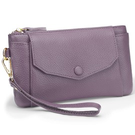 YALUXE Women's Genuine Leather Wristlet Clutch Ladies Handbag Purse Card Coin Cell Phone Passport Holder