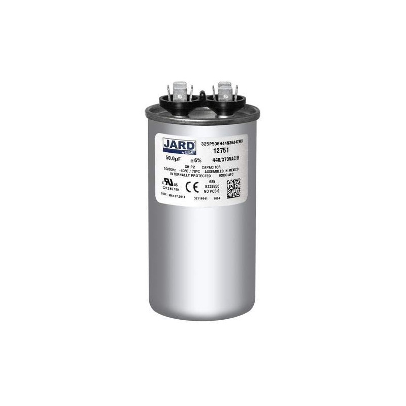 50 uF x 370 or 440 VAC Round Run Capacitor