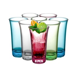 XXIV Solar terms Multicolored Shot Glass Set- 2 Oz Set of 8 Shot Glass- Thick Base, Sturdy Acrylic, Transparent Design- Perfect for Tequila and Cocktail- Great Gift for Men (8 Pcs/Mix Color)