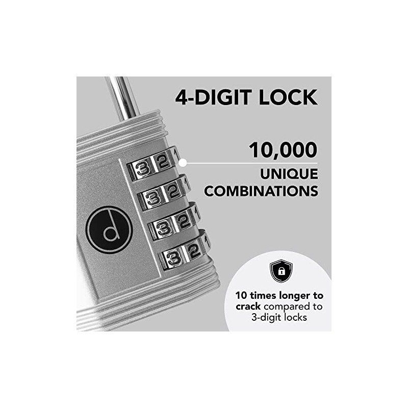 Padlock (2 Pack) 4 Digit Combination Lock - for Gym