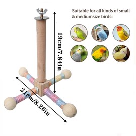 Bird Perch Toy，Bird Exercise Wheel Perch Toy, Interactive Spinning Parakeet Toys, Wooden Cage Accessories for Parakeets Cockatiels Lovebirds Conures Finches Budgies