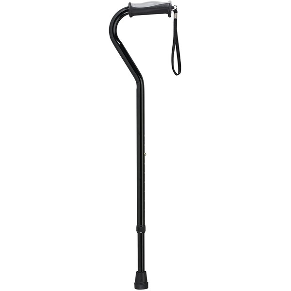Drive Medical Adjustable Height Offset Handle Cane with Gel Hand Grip, Black