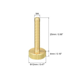 sourcing map 2 Pcs Thumb Screws M4 x 25mm Flat Brass Screws 12mm Diameter Handle Knobs Fixings for PC Electronics Mechanics