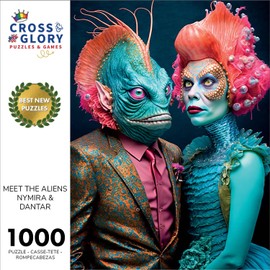 Cross & Glory's 'Meet The Aliens: Nymira and Dantar' - 1000 Piece Cosmic Love Story Puzzle - Eco-Friendly, Brain-Teasing Adventure - Best Jigsaw Puzzles for Adults