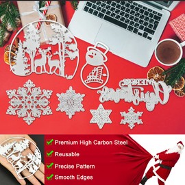 JUNMEIDO 7 Pieces Christmas Cutting Dies Christmas Snowflake Cutting Dies Snowman Cutting Template Metal Cutting Dies Set Stencils Christmas for DIY Scrapbook Card Making Supplies (Silver)