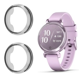 Compatible with Garmin Lily 2 Case, Lamshaw Soft TPU Protective Case Compatible with Garmin Lily 2 Smartwatch (Case-Black+Black)