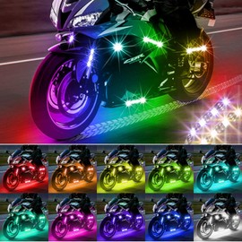 SUNPIE Motorcycle RGB Lights LED Strip Universal Neon Light Underglow Kit Upgrade Color Mode w/Brake/Turn Signals &APP&Remote DC 12V for All Motorcycle Golf Trike