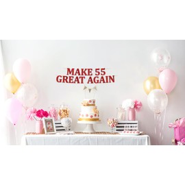 Funny 55th Birthday Party Red Banner - Happy 55th Wedding Anniversary Decorations - Milestone Birthday Party Decorations