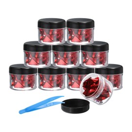 PATIKIL Gold Foil Flakes for Resin, 10Bottles/10Gram Gold Leaf Flakes Metallic Gold Foil Flakes with Tweezers for Nail Design Craft Painting Jewelry Making, Dark Red