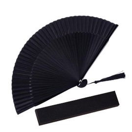 YaoooosF High Quality Folding Fan, Plain Fan, With Box, Black Bone Bamboo Sense, Folding, Pure Silk Stool, For Gentlemen, Cool Fan, Men's, Kimono Accessories, Portable Sense, Gift, Formal Fan,