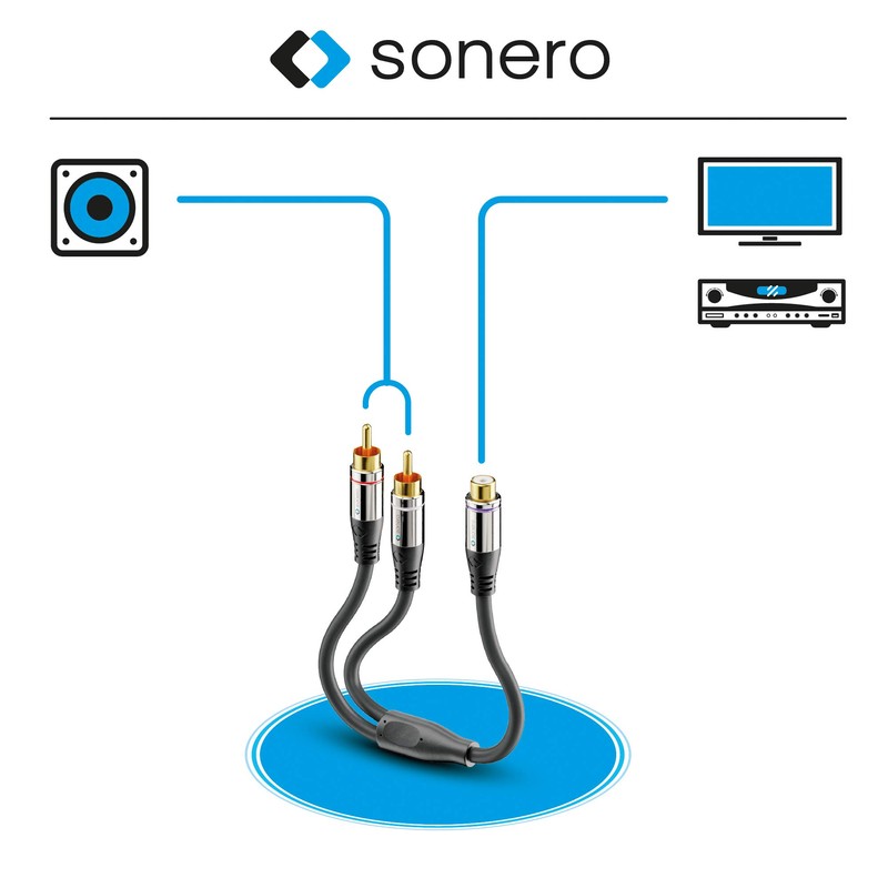 sonero® Premium Subwoofer Audio Adapter, 0,20m, 2x Cinch Stecker auf
