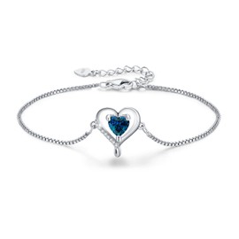 LAVUMO Bracelets for Womens Sterling Silver Bracelet Rose Gold Womens Jewellery Love Heart Gifts for Her Mum Girlfriend Wife Christmas Valentines Birthday Mothers Day Gift