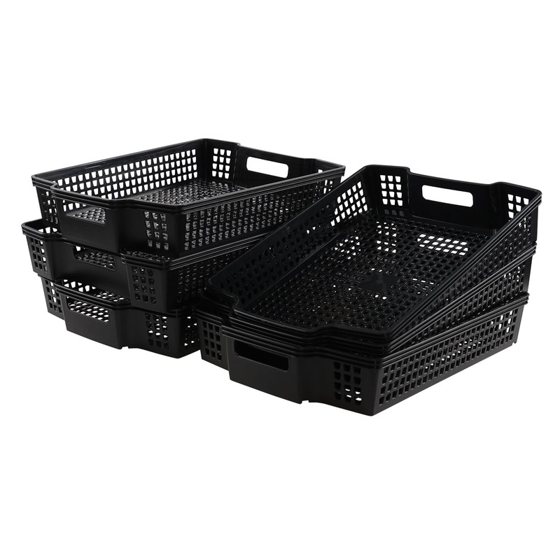 Yuright 6 Packs Plastic Stacking A4 Paper Storage Basket Tray,