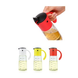 EKO Oil Bottle GRAVITY Oil & Vinegar Dispenser, Red, 10.1 fl oz (300 ml) with Lid, Auto Open and Close, EK81106-RD