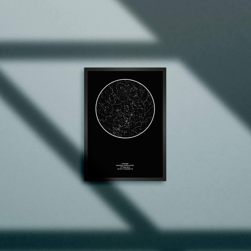 Customisable Unique Star Map. Available in A2, A3 and A4