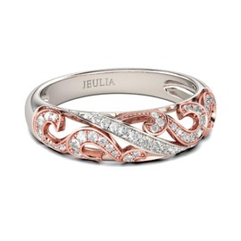 Jeulia Sterling Silver Two Tone Scrollwork Ring for Women Engagement Wedding Rings with Jewelry Box for Birthday, Anniversary, Christmas, Valentine's Day, Sterling Silver