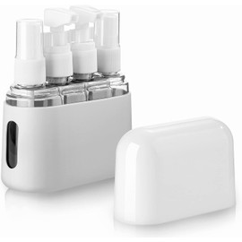 Botellas de Viaje de Set Artículos de tocador 50 ml Botella de tamaño de Viaje Contenedores de líquidos de Viaje a Prueba de Fugas para cosmético botellas de viaje recargables con tapa (Gris-4 en 1)