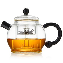 32OZ Glass Tea Pot, Glass Tea Pot Set Tea Kettle with Detachable Full-Glass Infuser, Clear Teapot for Loose Leaf Tea, Blooming Tea, Tea bags 950ml