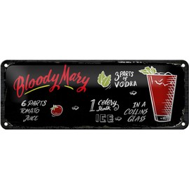 Femer Tin Sign Recipe 27 x 10 cm Bloody Mary Cocktail Recipe Black Sign