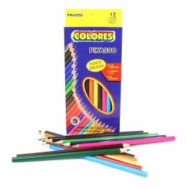 Vaga Caja Lapices De 12 Colores Largos Económicos Mayoreo Pikasso