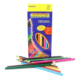 Vaga Caja Lapices De 12 Colores Largos Económicos Mayoreo Pikasso