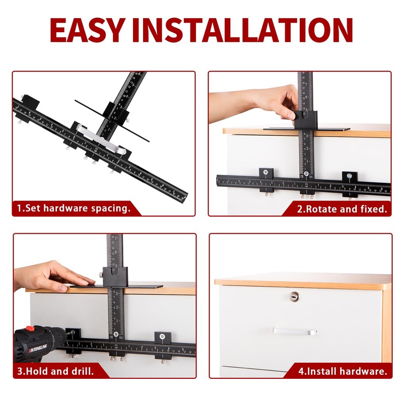SILIENTWERK Cabinet Hardware Jig, Precision All Aluminum Alloy Accurate Fast