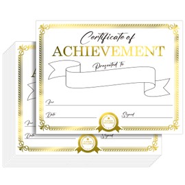 Award Certificate Paper, Gold Foil Blank Certificate of Achievement Paper Sheet for Students, School. Laser and Inkjet Printer Friendly, 8.5 x 11 inches,50 Counts