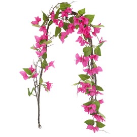 CITYES Artificial Bougainvillea Flowers Garland Silk Bougainvillea Vines UV Resistant Realistic Faux Hanging Flowers Plants for Outdoor Outside Summer Decor Porch Patio Balcony Yard Wall Rose Red