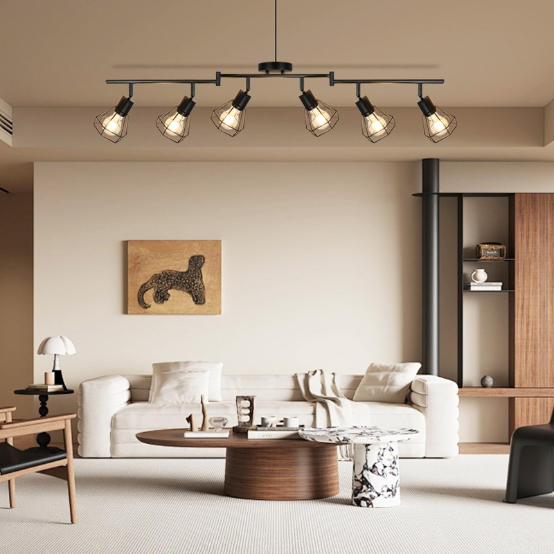 LTBLIGHT Plug in Track Lighting, 6-Light Rotatable Ceiling Light Fixture