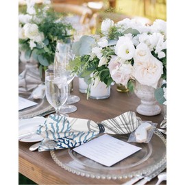 Lsrtoss Blue Grey Coastal Cloth Napkins Set of 8 Reusable Dinner Napkins, Summer Beach Cocktail Napkin, Coral Shell Starfish Nautical Washable Table Napkins for Wedding/Party/Baby Shower 20"x20"