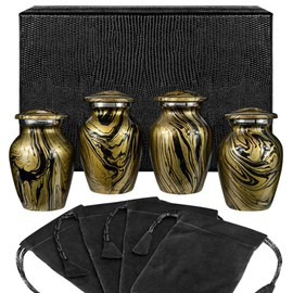 Trupoint Memorials Small Urns for Human Ashes Keepsake, Camouflage and Hunters Decorative Mini Cremation Urn for Adult Men & Women, Set of 4, Golden