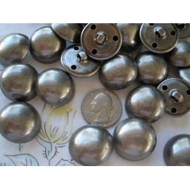 9 Buttons eLAET Matte Antique Silver Buttons Hollow Dome Shank Size 40L (1" 25mm) Coat Blazer Jacket Suit Sewing Crafts Pewter Color Industrial Steampunk