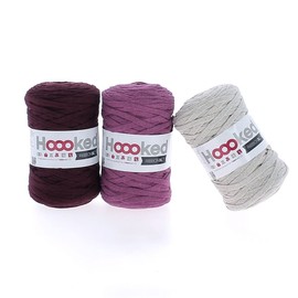 Hoooked RibbonXL Economy Set of 3 Rolls of 120 Metres Giant Textile Yarn Made from Recycled Clothing (Astoria Plum)