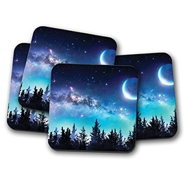 4 Set - Beautiful Night Sky Coaster - Space Stars Forrest Moon Boys #16764