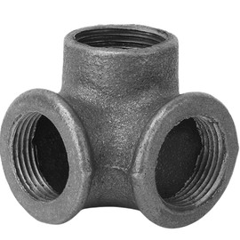 LUCASPP Black Tee fitting 90° malleable iron pipe connector 3 way side exit bend pipe connector （pack of 1） (3/4 inches)